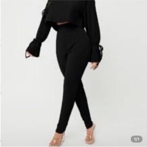 LAST CHANCE❗️ SHEIN Black High-Waist Skinny  Pants and crop top set